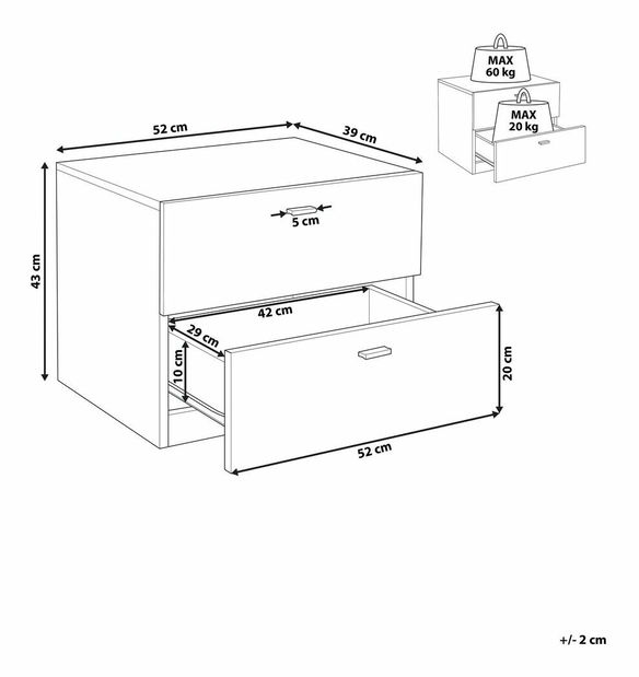 Nočný stolík Elara (biela)