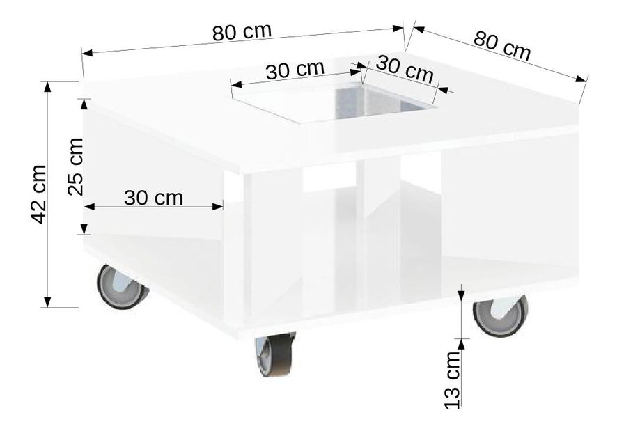 Stolić za kavu Piren (lesk čierny)