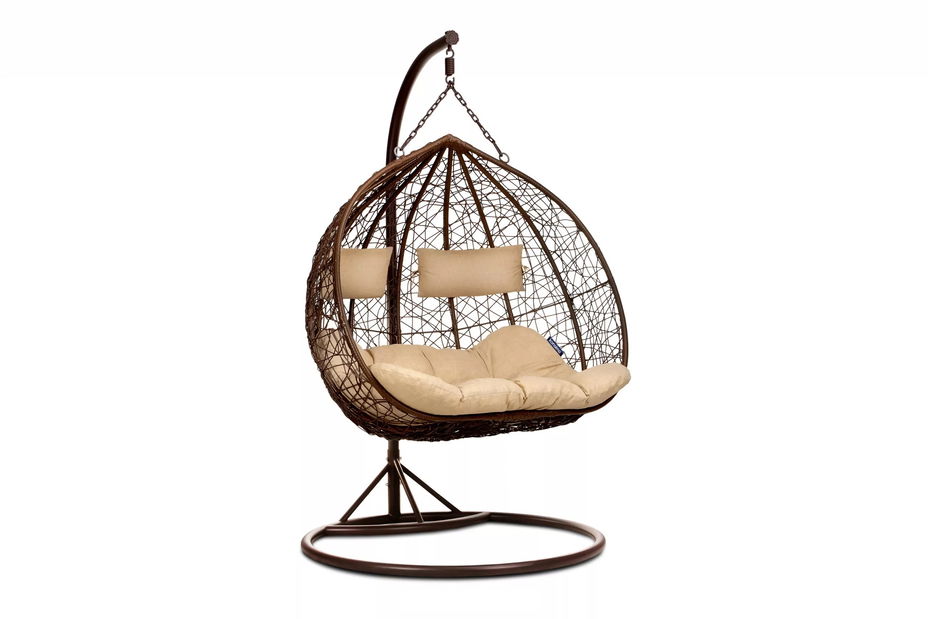 Viseća dupla fotelja Cleopatra (smeđa + bež)