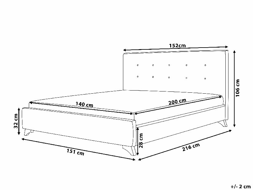 Pat matrimonial 140 cm AMBRE (cu somieră) (negru)