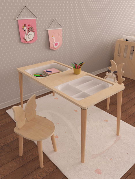 Dječji kreativni stol s 2 stolice Tevenko 1 (breza)