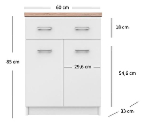 Komód Tianna 2D1S/60 (fehér)