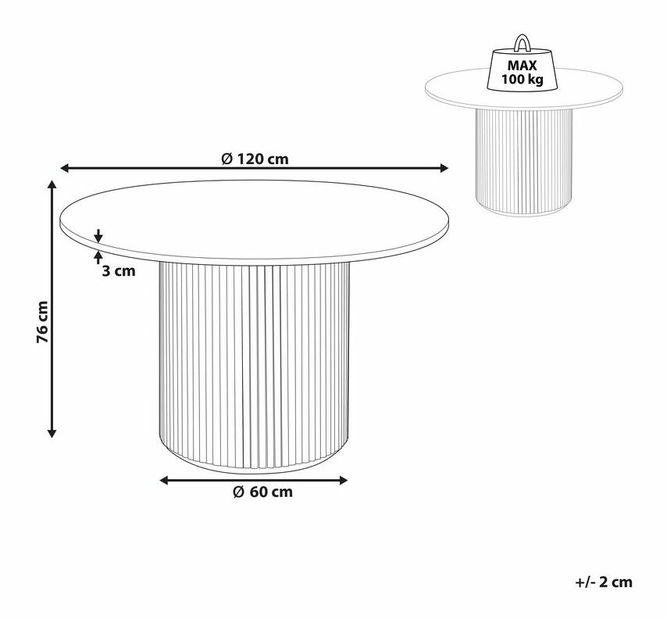 Okrúhly jedálenský stôl Villanelle (svetlé drevo) (pre 4 osoby)