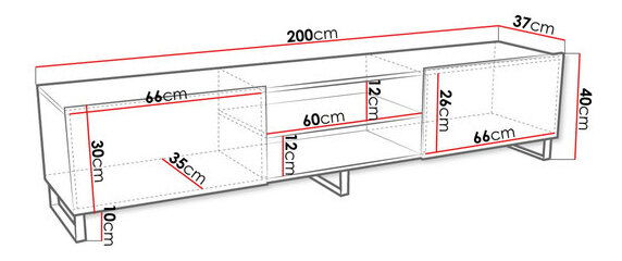 TV stolić Tristan 200 (hrast artisan + crna)