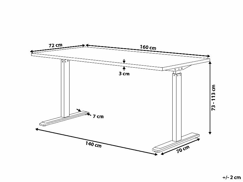 Masă de scris DESIRA II (160x72 cm) (gri + negru) (reglabil manual)