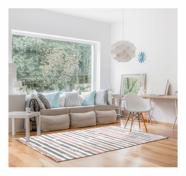 Tepih Kian 1 (ružičasta+ siva + bijela)