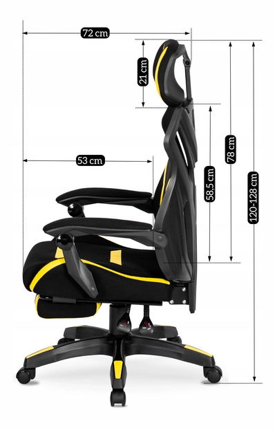Herné kreslo Mananera (čierna + žltá) 