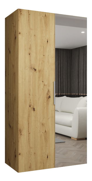 Ormar za garderobu 100 cm Mirabella 2 (hrast artisan + kašmir)
