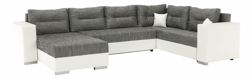 Rohová sedačka v tvare U Stalira (biela + sivohnedá)