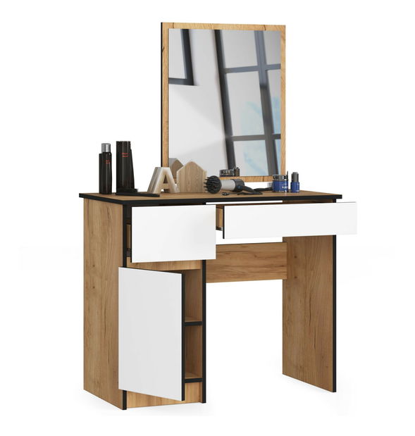 Fésülködőasztal Pritha (tölgy craft + fehér)