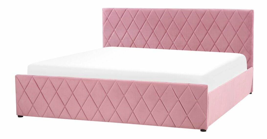 Bračni krevet 180 cm Rhett (ružičasta) (s podnicom i prostorom za odlaganje) *rasprodaja