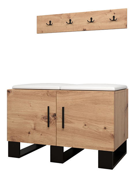 Set mobilier pentru hol Amanda 21 (Stejar artisan + Alb)