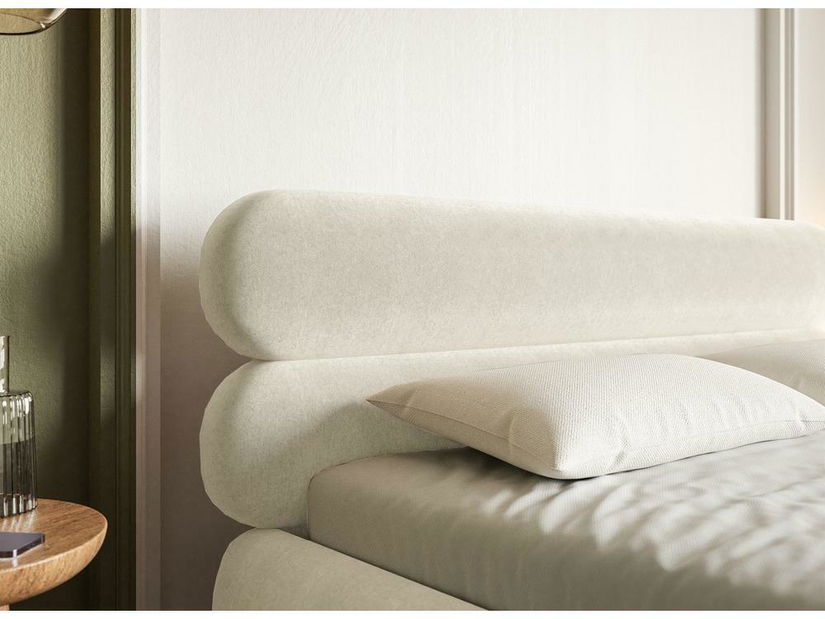 Pat matrimonial 180 cm Rirri 180B (cu somieră) (crem + auriu)