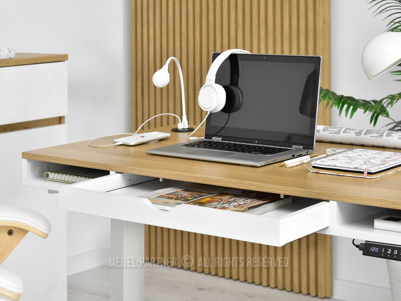 PC asztal Osto 120 (fehér tölgy + fehér)