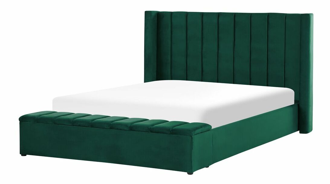 Franciaágy 180 cm Noya (zöld) (ágyráccsal) (tárolóhellyel)