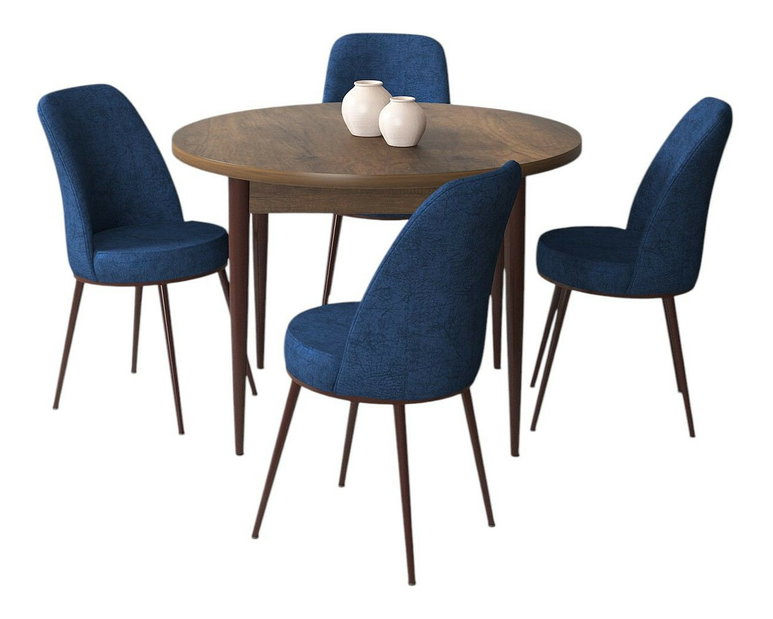 Set dining Torra (nuc baroc + albastru marin) (pentru 4 persoane)