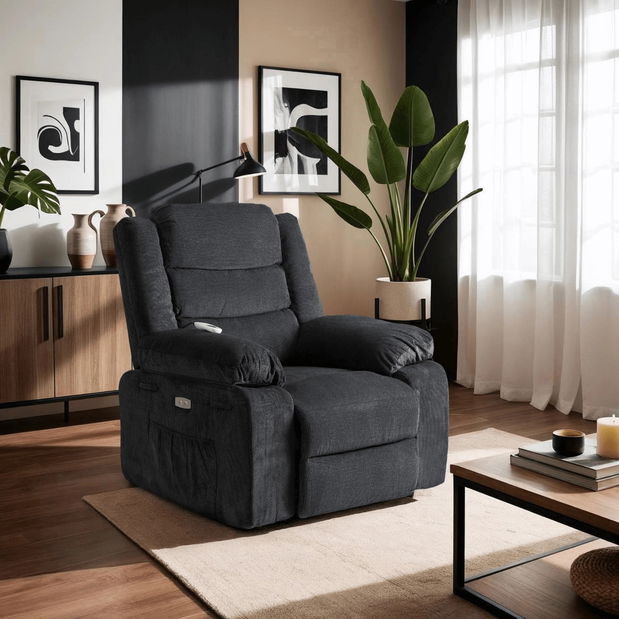 Masszázsfotel Jornaleros (fekete szövet) 