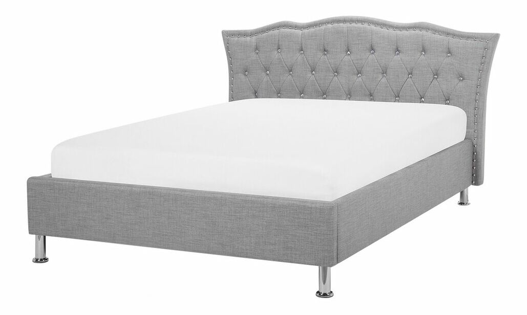 Pat matrimonial 140 cm MATH (cu spațiu de depozitare) (cu somieră) (gri)