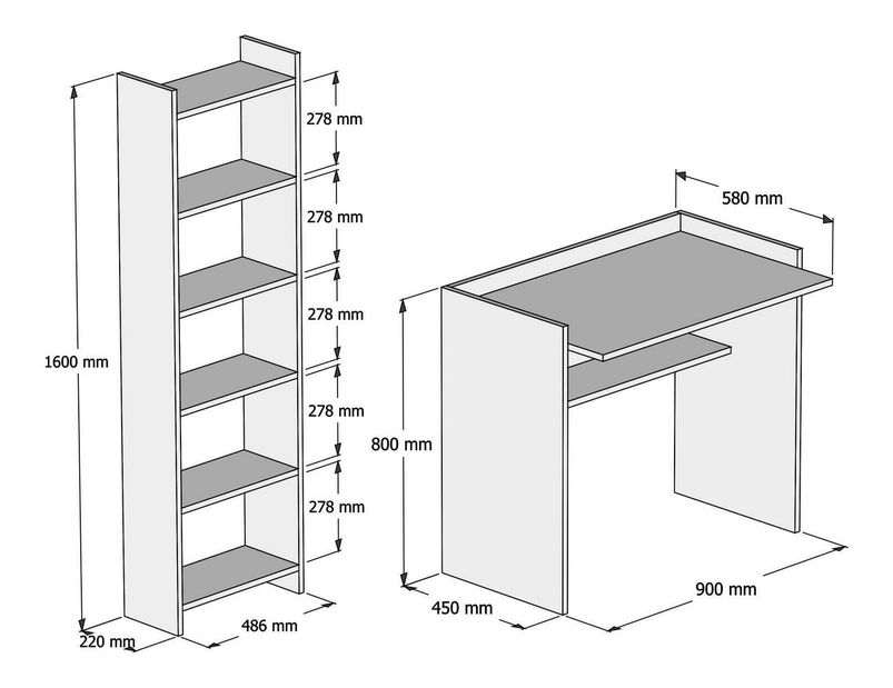 PC asztal regállal Konrad (fehér)