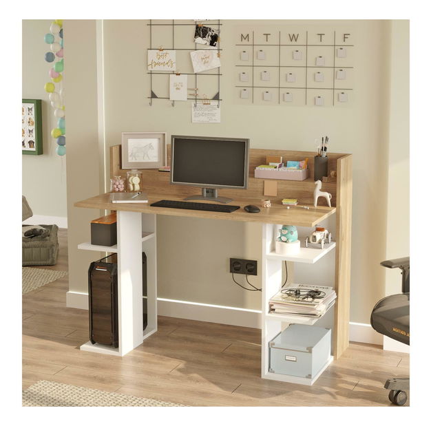 PC asztal Verbato (fehér + tölgy) 
