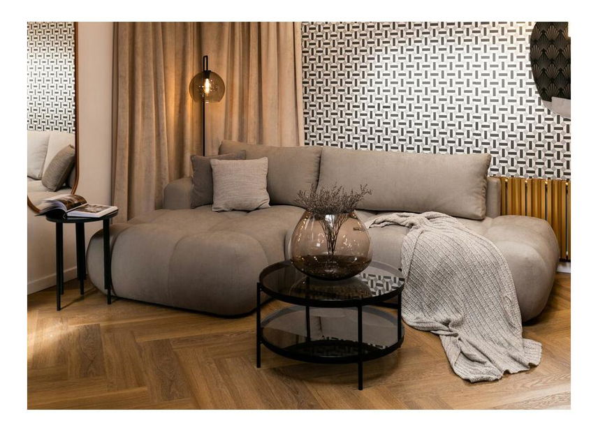 Sarokkanapé Ombre (B) (sötét bézs + fekete)