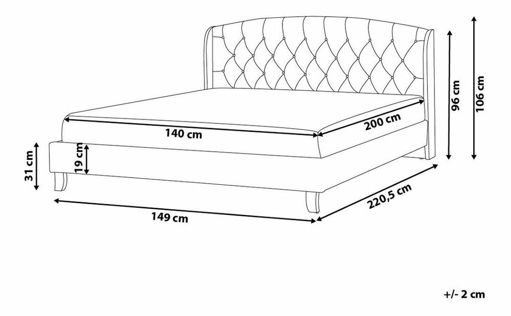 Franciaágy 140 cm BORD (ágyráccsal) (szürke)