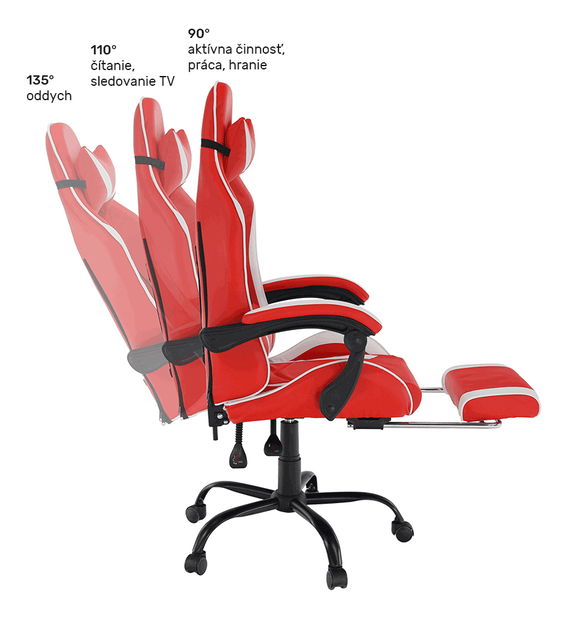 Kancelárske/herné kreslo Gallof NEW (čierna + biela + červená)
