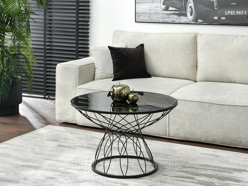 Măsuță de cafea Foxy (marmură neagră + negru)