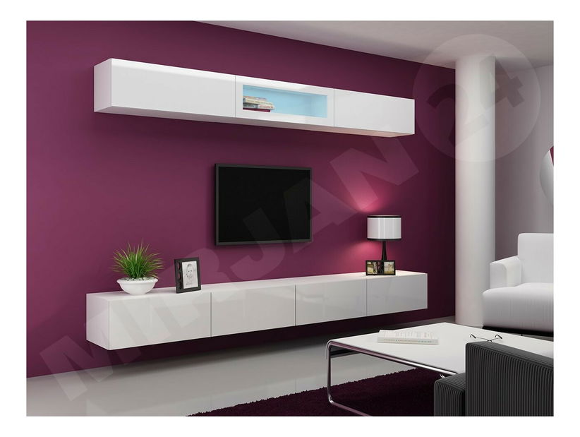 Obývacia stena XII Ziggy (Biela + Biely lesk)