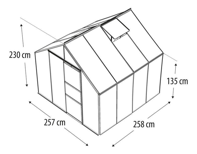 Klasszikus stílusú üvegház Neptune 6700 (polikarbonát + eloxált alumínium)
