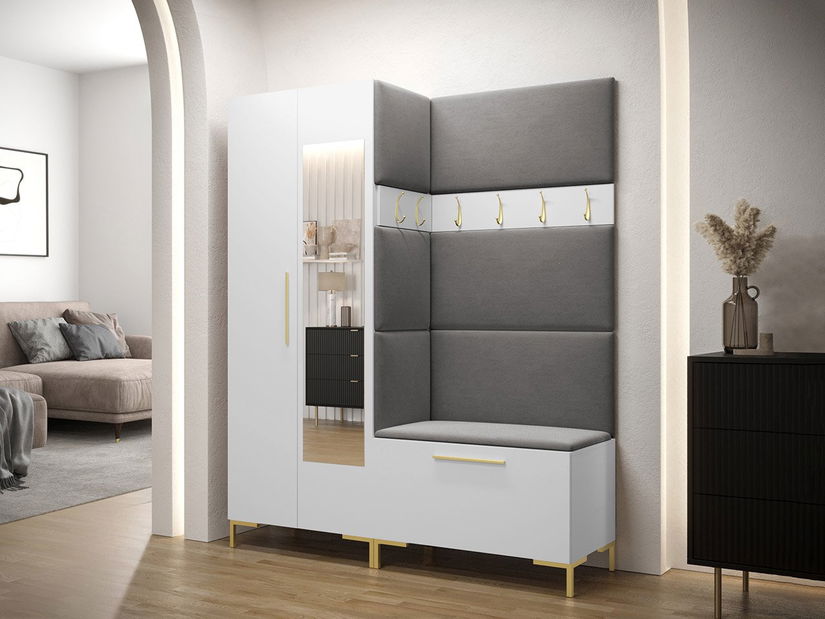 Mobilier hol Futura IX (alb + oțel gri)