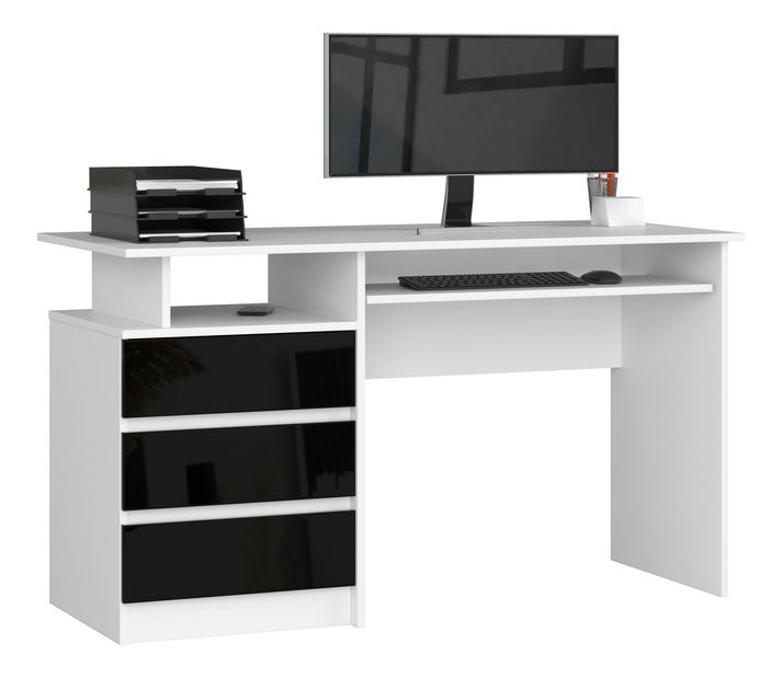 PC stolík Bronte (biela + čierny lesk)