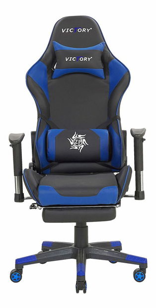 Kancelárska stolička VITTORE (syntetická koža) (čierna + modrá)