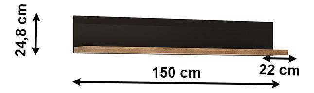 Polc Lacetta HAVD01 (sötét lefkas tölgy + fekete)