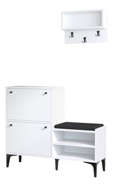 Set za predsoblje Aliex 6 (bijela + crna)