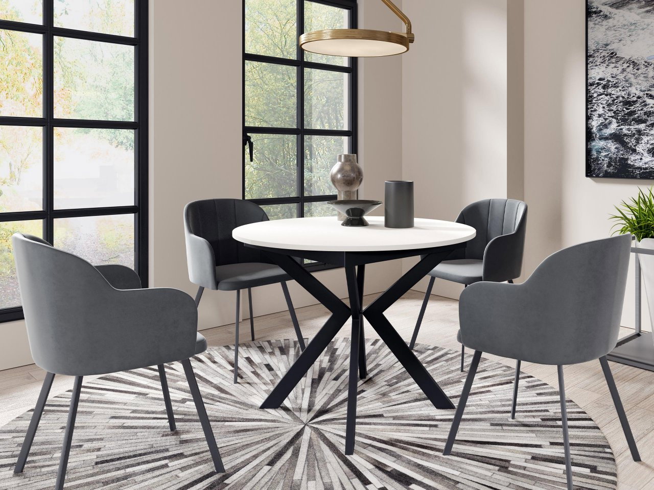 Széthúzható étkezőasztal Ulnasia 100 (fekete + sarkvidéki fehér) (2-4 személy részére)