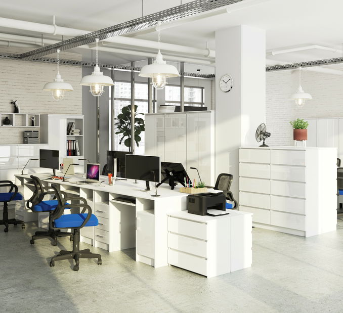 Masă PC Aziza (alb + alb lucios)