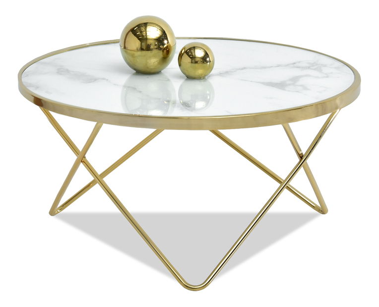 Dohányzóasztal Armin Xl (fehér márvány + arany)