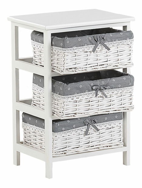 Komoda ZORIOLA (biela + sivá) (tri koše)