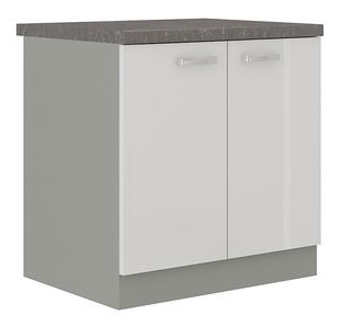 Dolná kuchynská skrinka Milo  80 D 2F BB (sivá + biely lesk)