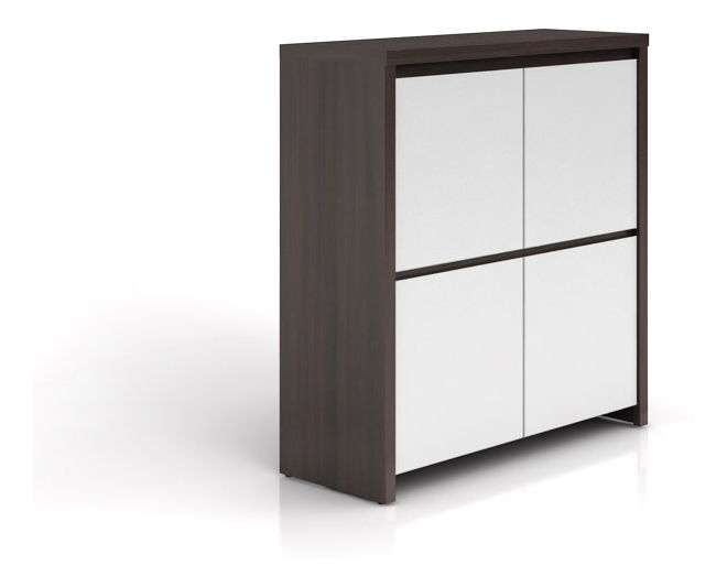 Skrinka BRW Kaspian KOM4D (wenge + lesk biely)