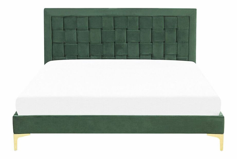 Pat matrimonial 140 cm LIMO (polyester) (verde închis) (cu somieră)