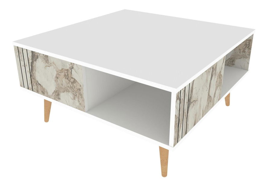 Măsuță de cafea Ronasotta 1 (alb + piatră + Lemn)