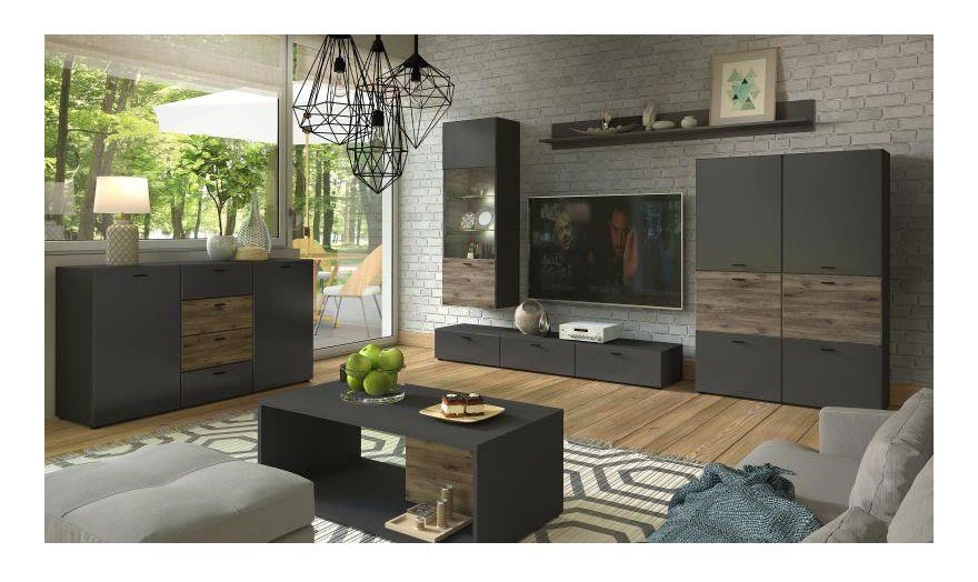 Stolić za kavu Marline (grafit + tamni hrast)