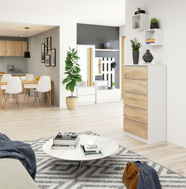 Komód Kalista V (fehér + szonoma tölgy)