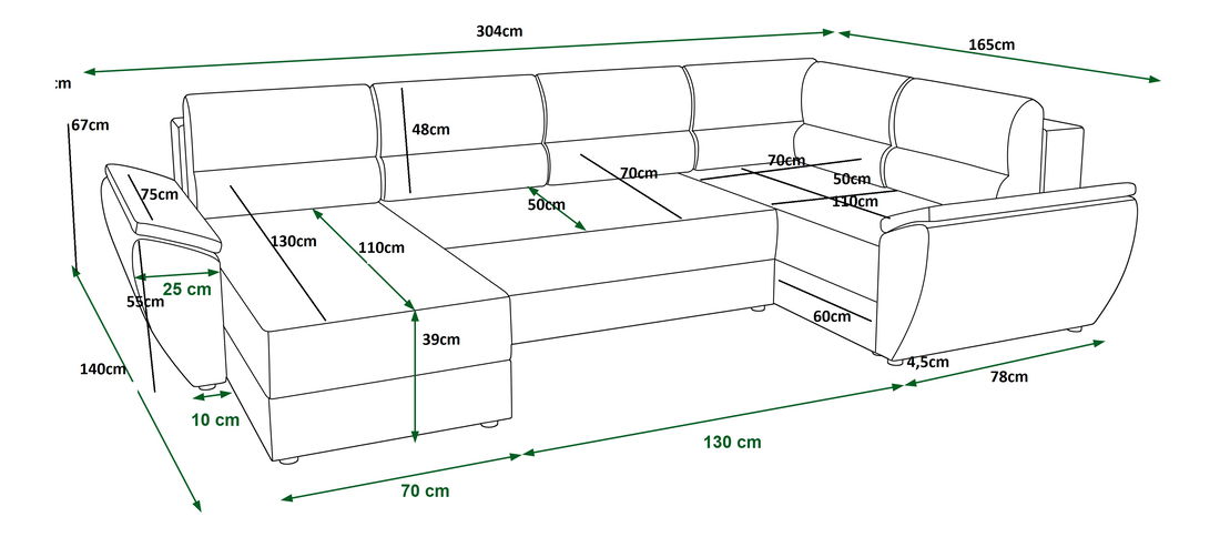 Kutna garnitura u obliku slova U Radiant Long (tamnoplava) (D)