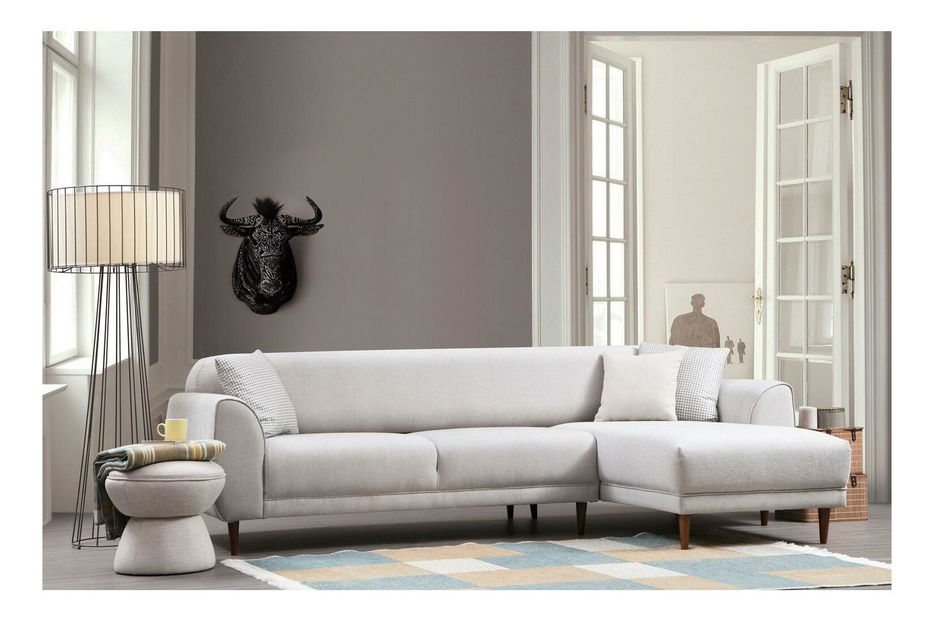 Rohová sedačka Imagetta (P) (béžová + orech)