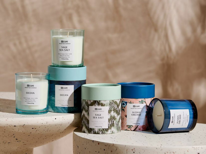 Set mirisnih svijeća kadulja i morska sol/ocean/orhideja(3 kom.) Baldomero (plava)