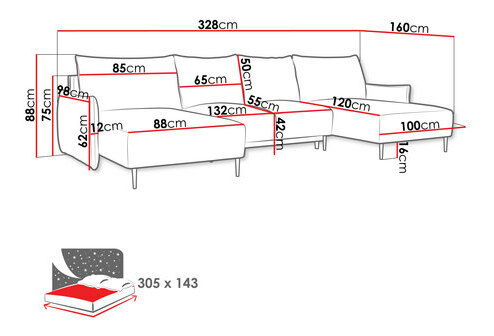 Rohová sedačka U Welenora U (tmavosivá) (s úl. priestorom)