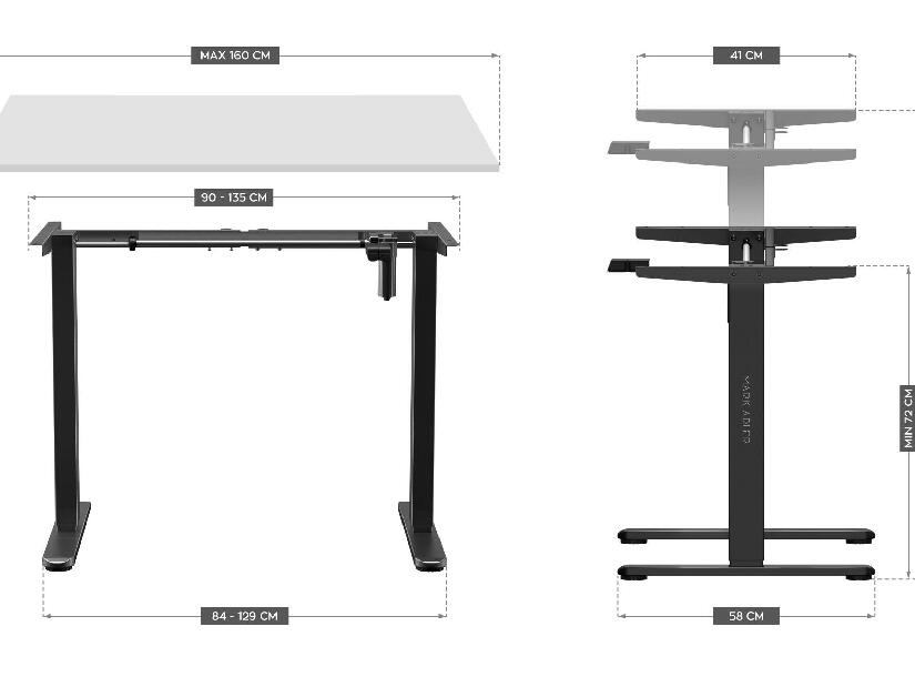 Elektromos asztalkeret Xenon 2.0 (fekete)
